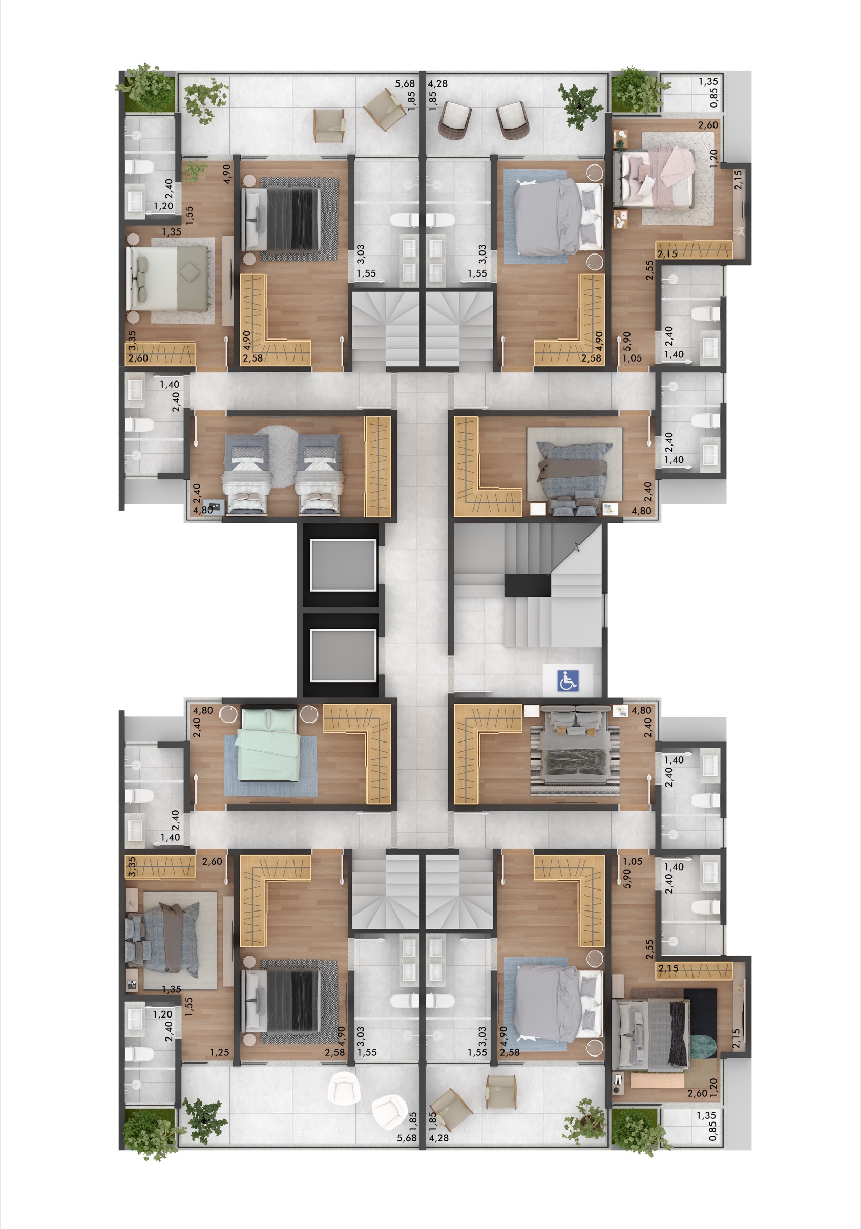 Planta Cobertura duplex — 7º pavimento (inferior)